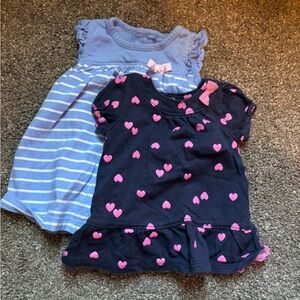Navy and Blue Baby Onesies with Pink Hearts